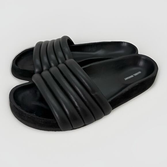 Isabel Marant Black Hellea Quilted Leather Slide Sandals Women’s Size EU 36 US 7 - Picture 1 of 7